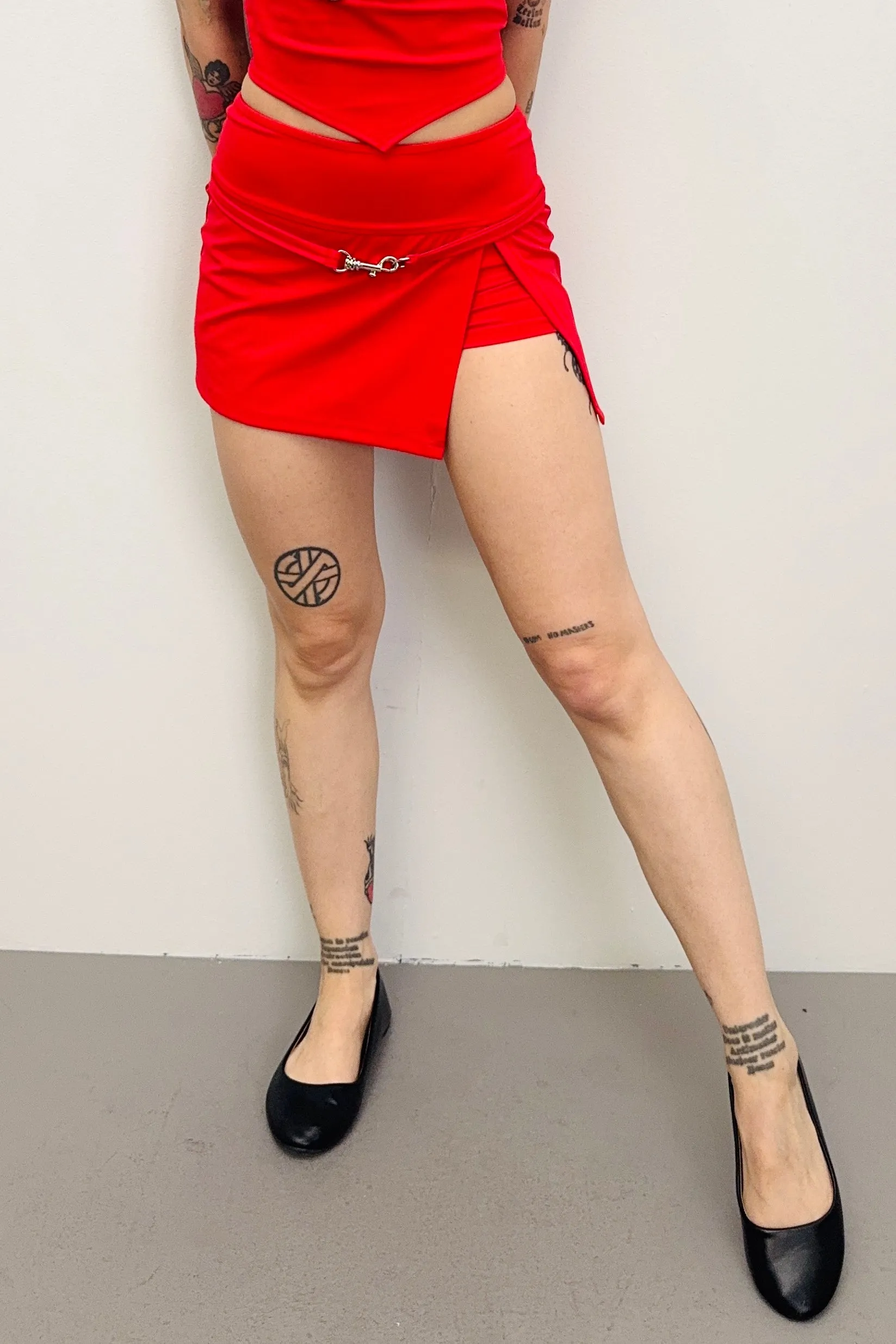 SAMPLE #495 - S Red Skort with Attached Belt sold by Fashion Brand Company