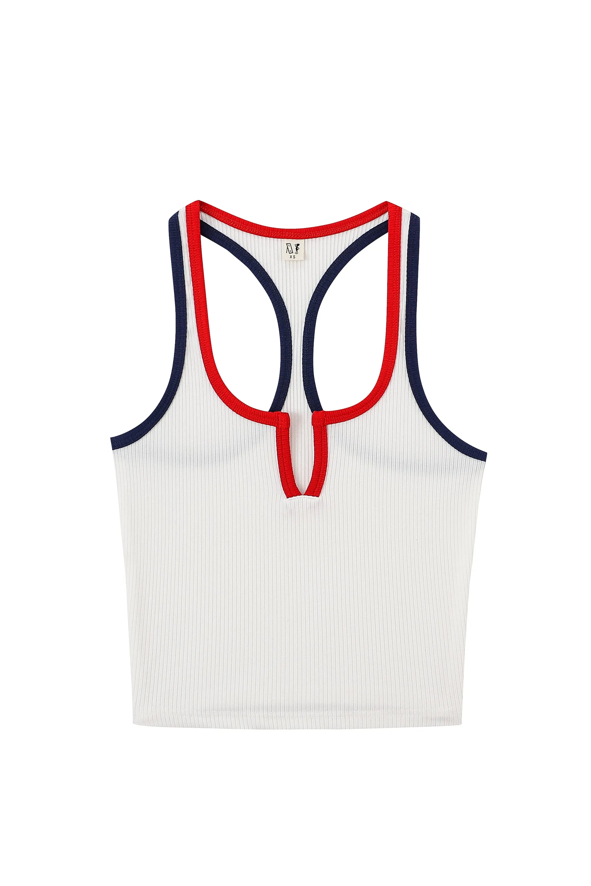 Split Racerback Tencel Rib Tank White/Red/Navy sold by Fashion Brand Company product image thumbnail 2