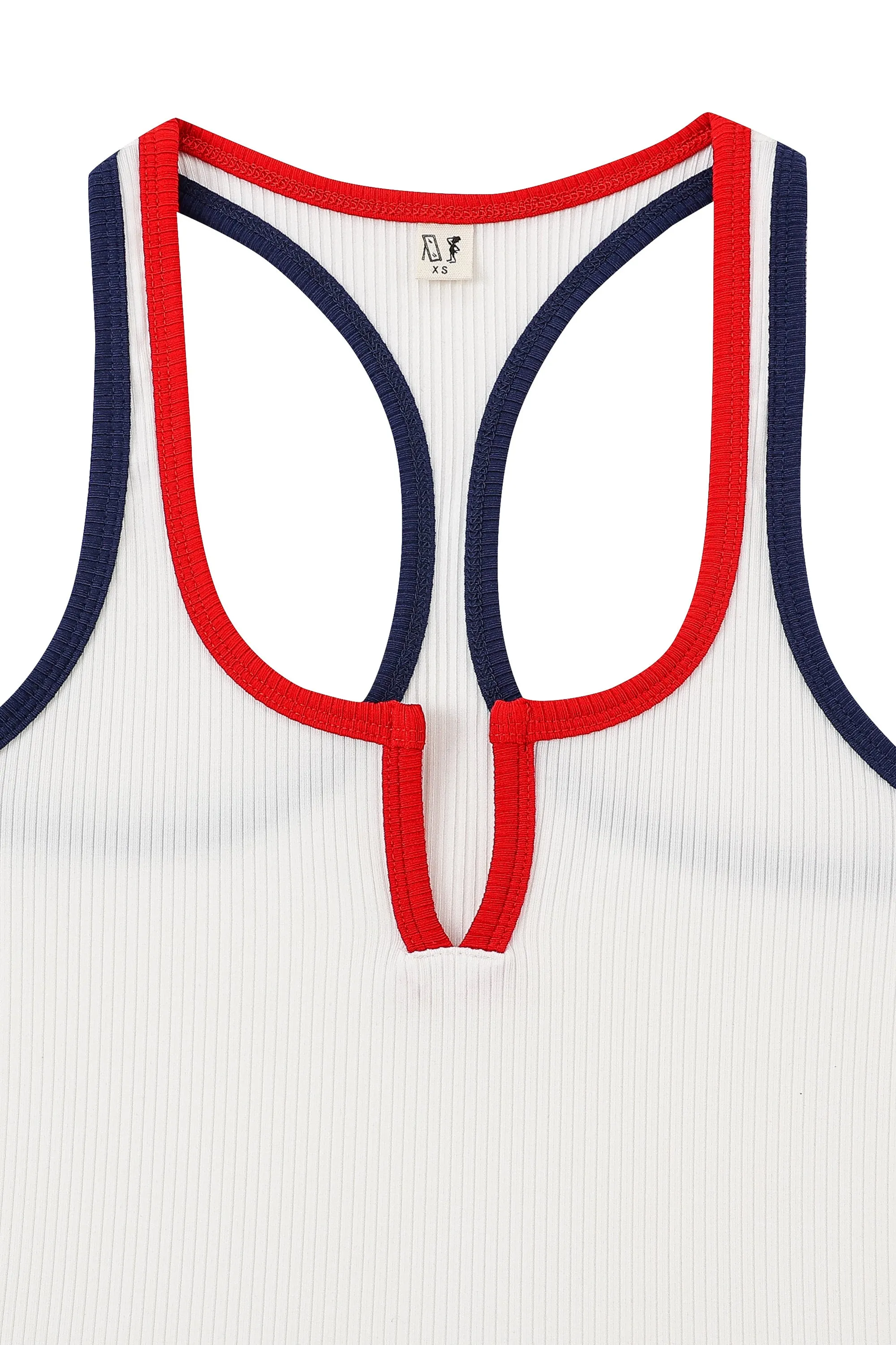 Split Racerback Tencel Rib Tank White/Red/Navy sold by Fashion Brand Company product image thumbnail 3