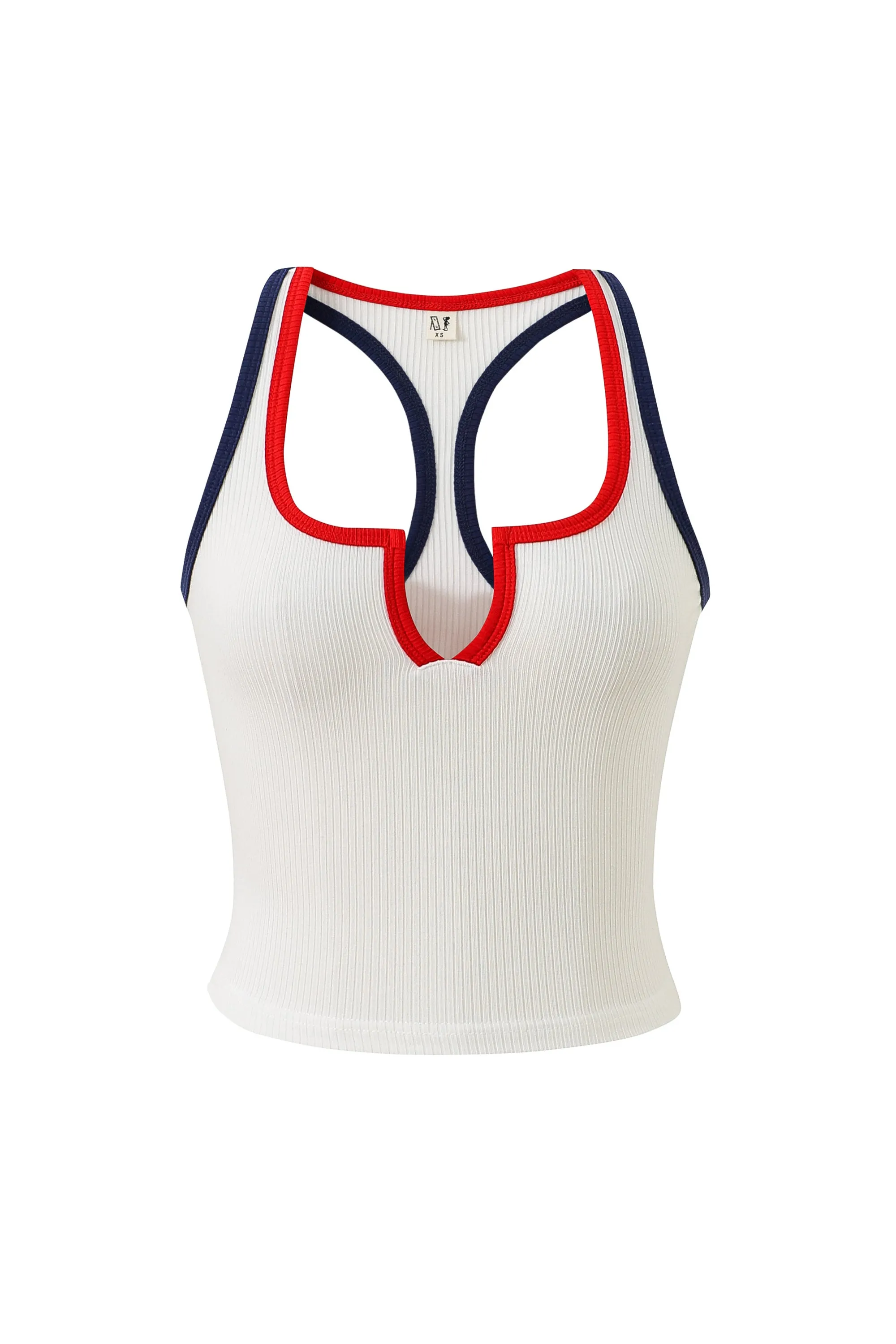 Split Racerback Tencel Rib Tank White/Red/Navy sold by Fashion Brand Company product image thumbnail 4