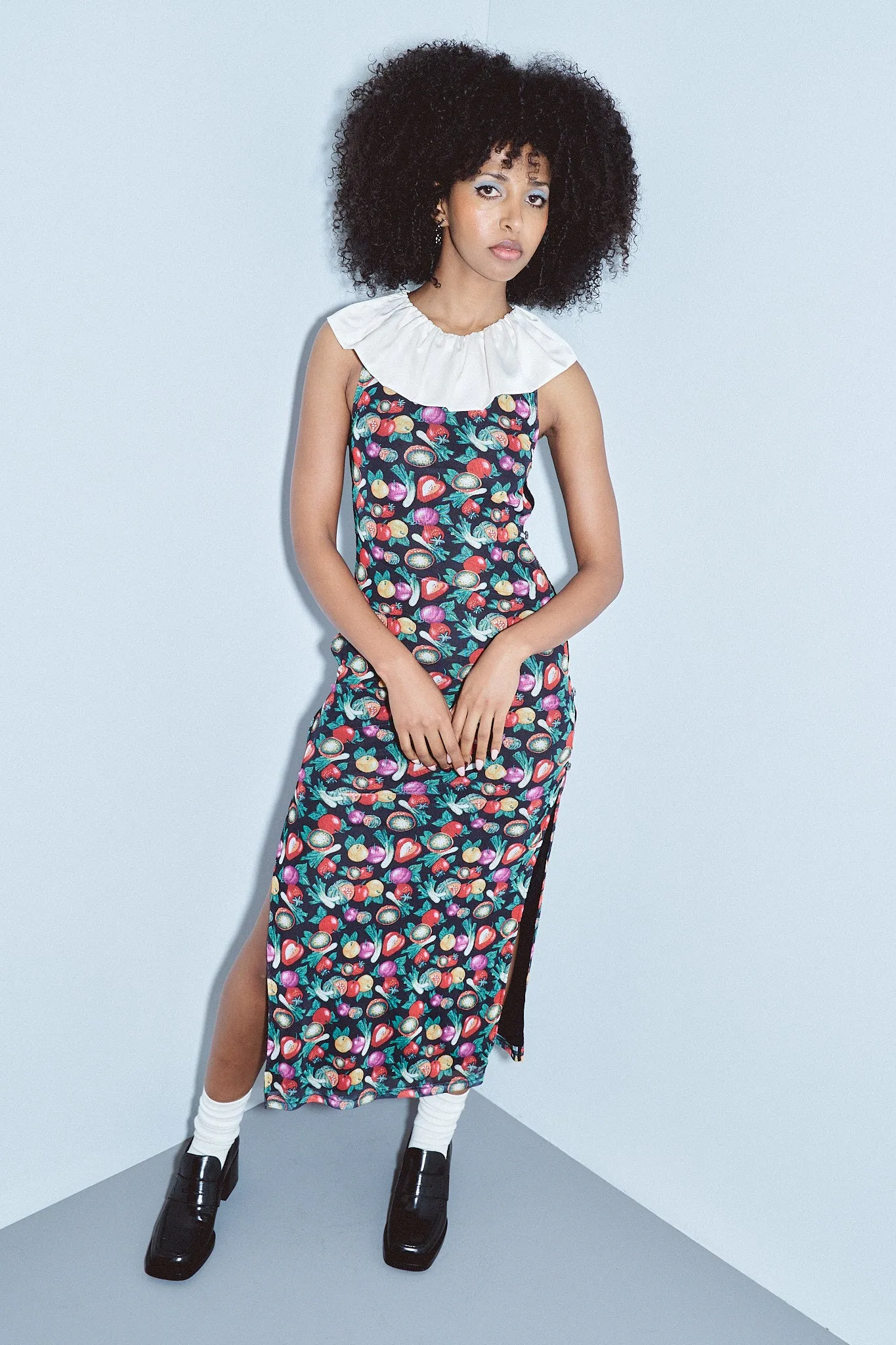 Mesh Maxi Satin Collar Clown Dress Vegetable Medley sold by Fashion Brand Company product image thumbnail 5