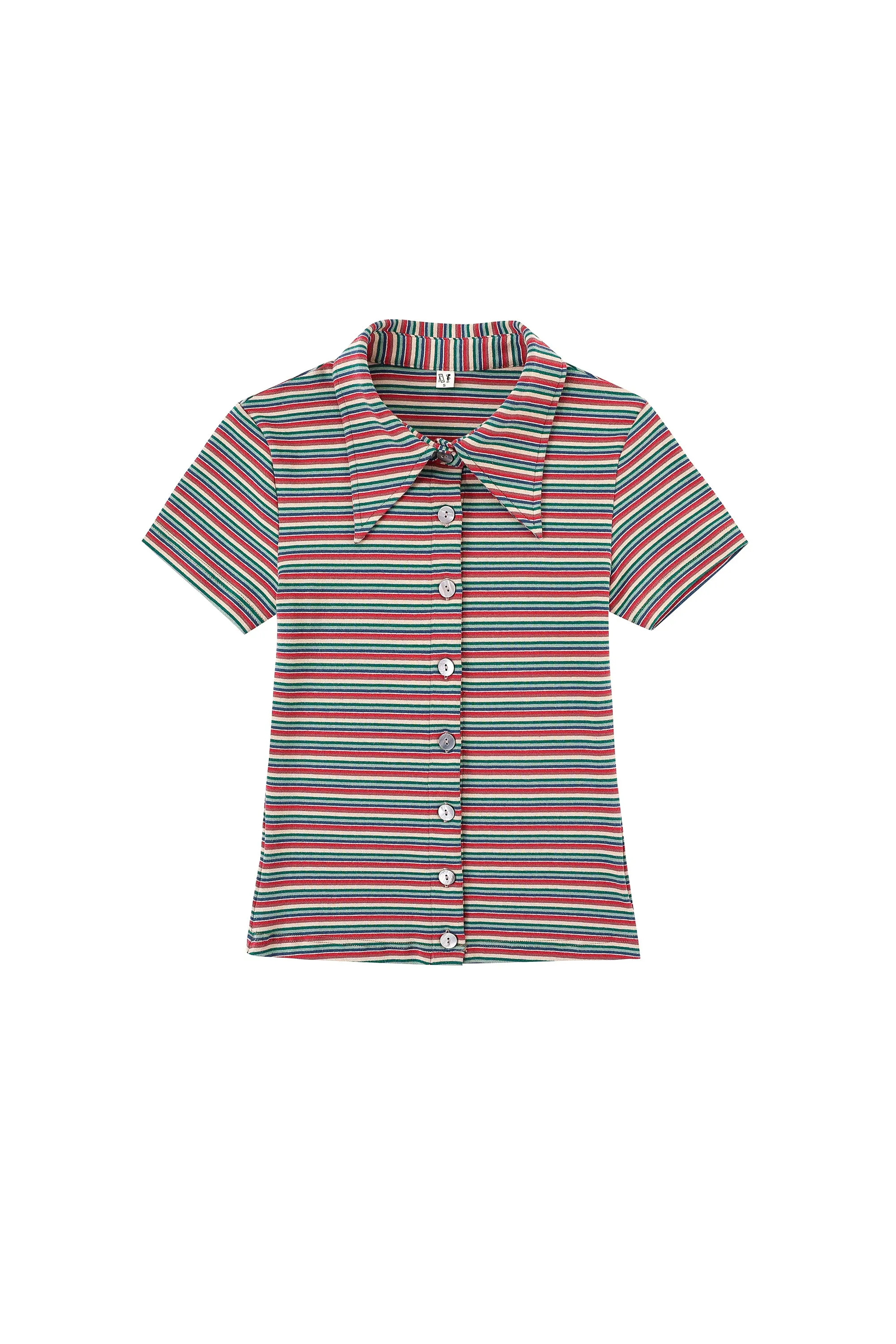 1 left - Red Stripe Cotton Collar Shirt sold by Fashion Brand Company product image thumbnail 2
