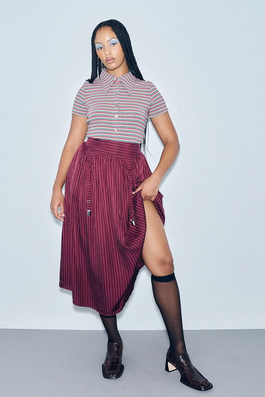 1 left - Red Stripe Cotton Collar Shirt sold by Fashion Brand Company product image thumbnail 5