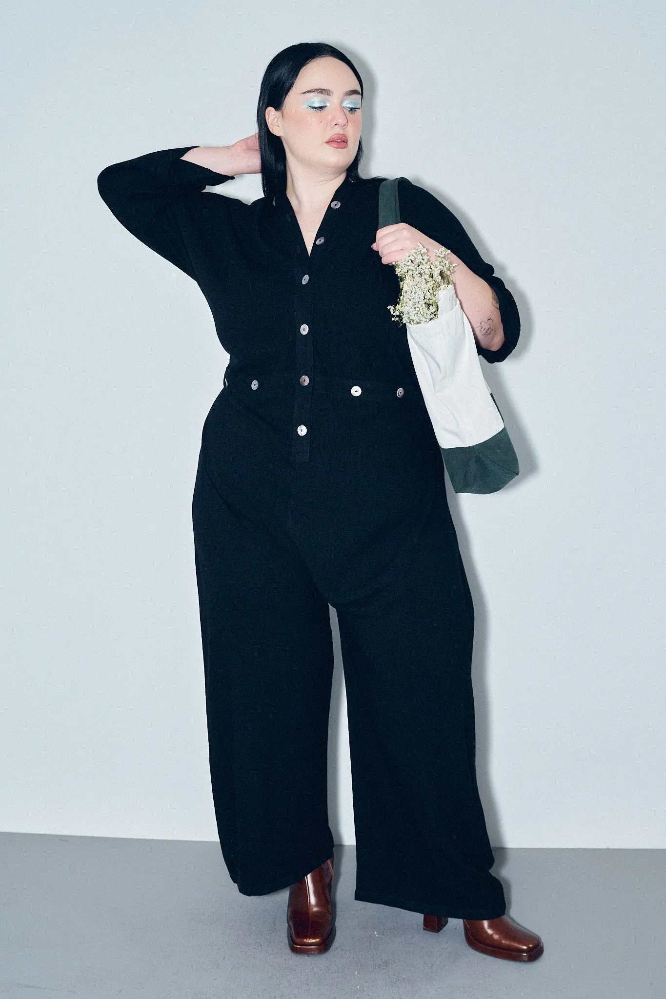 Jumpsuit of the Future Soft Linen Black sold by Fashion Brand Company product image thumbnail 4