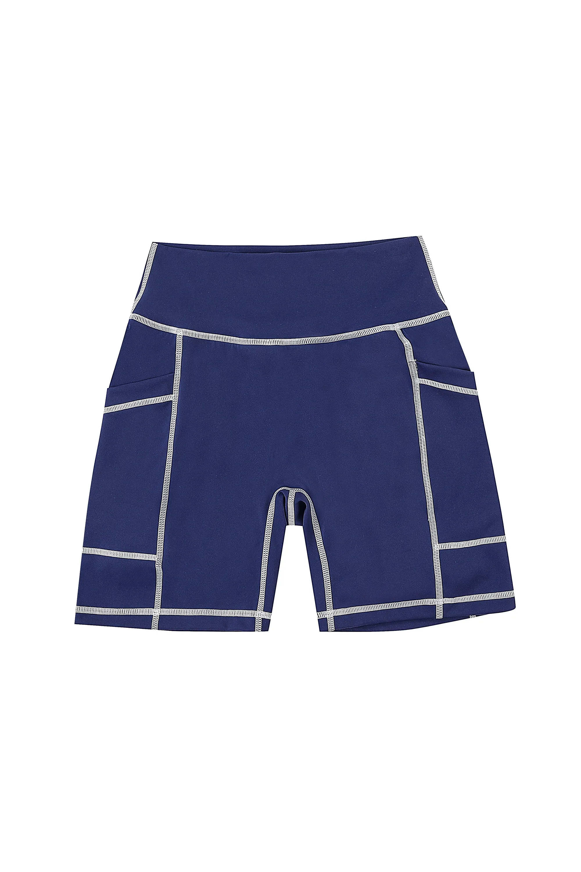 Navy Contrast Seam Pocket Yoga Shorts sold by Fashion Brand Company product image thumbnail 2