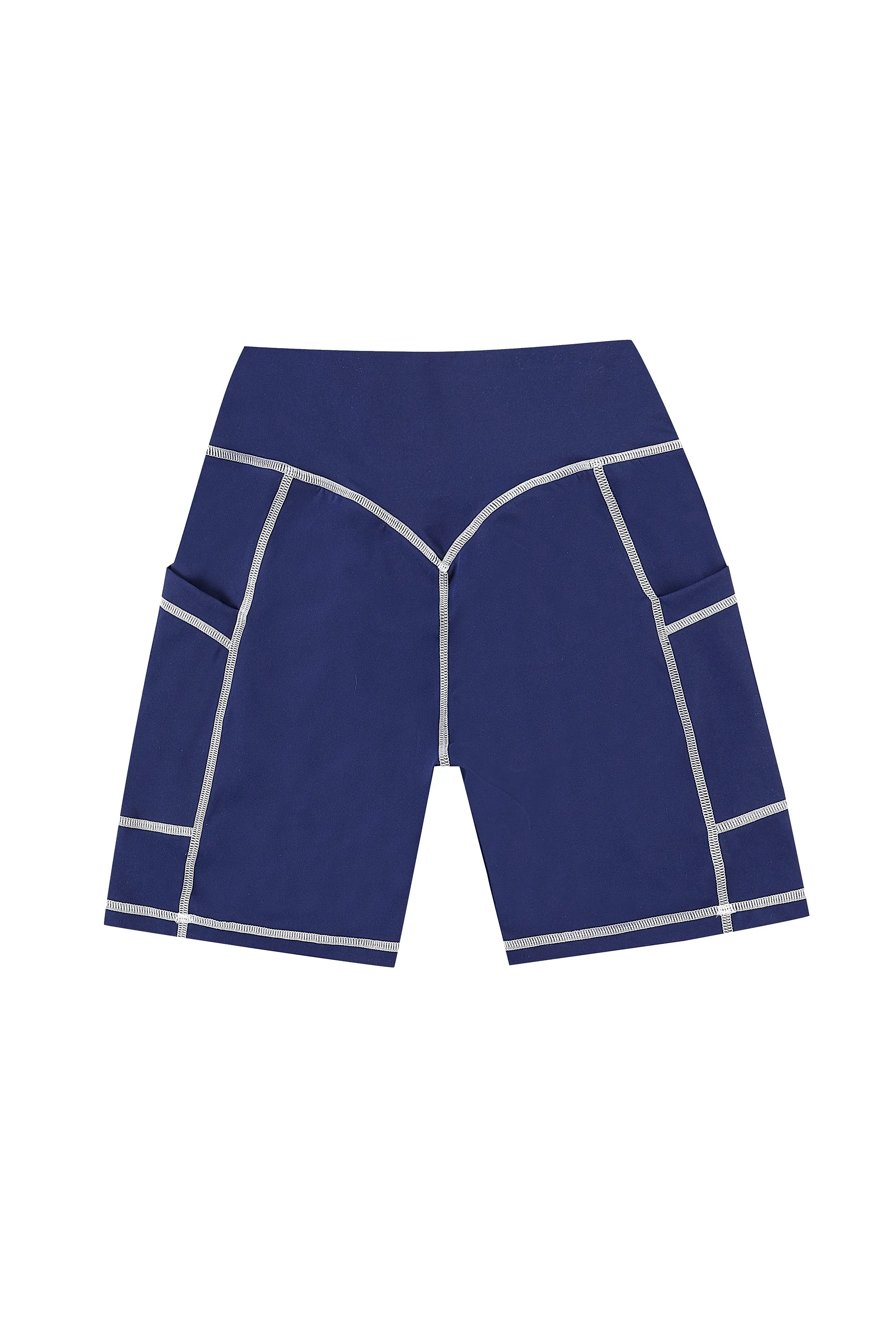 Navy Contrast Seam Pocket Yoga Shorts sold by Fashion Brand Company product image thumbnail 4
