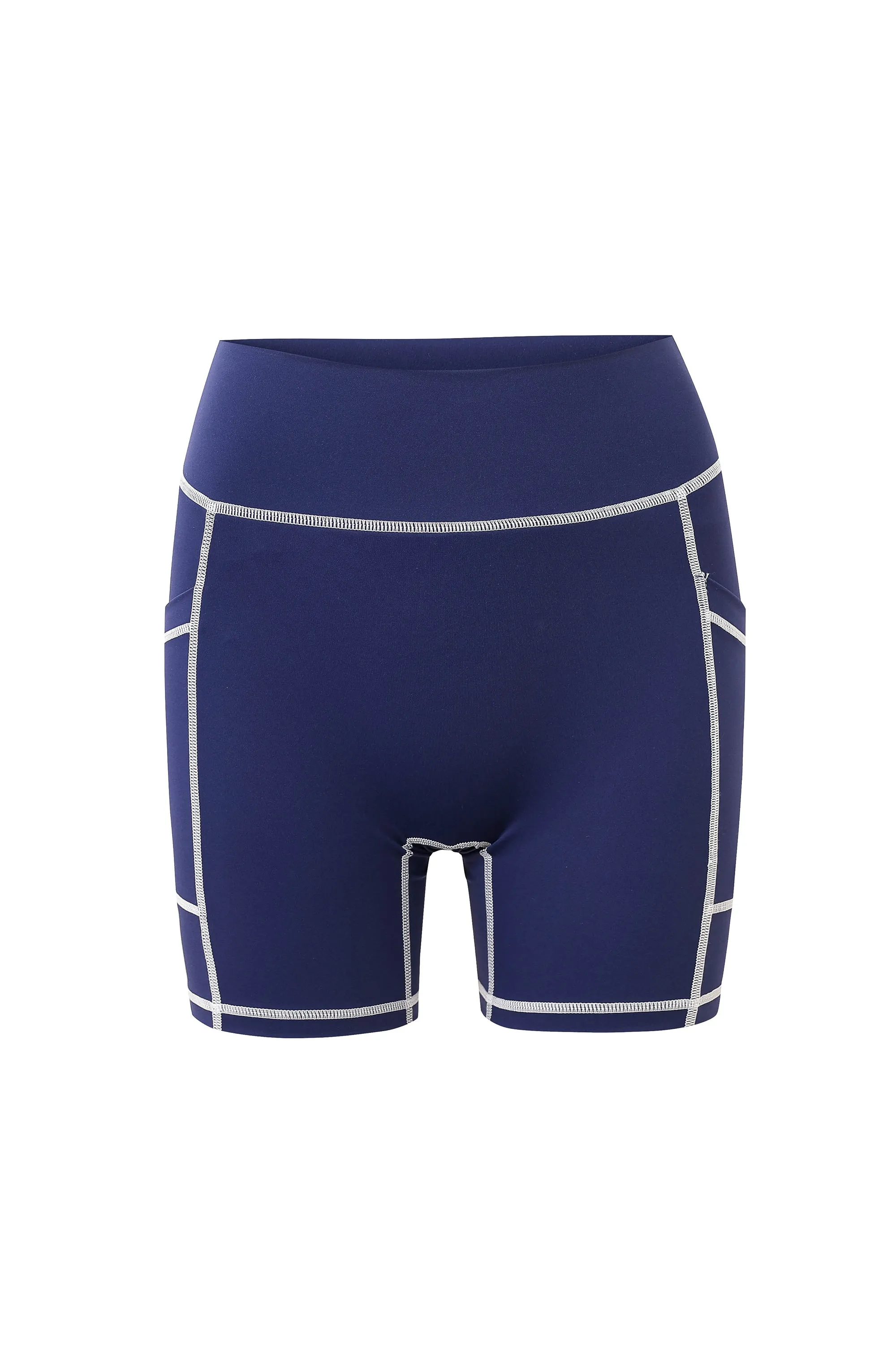 Navy Contrast Seam Pocket Yoga Shorts sold by Fashion Brand Company product image thumbnail 5