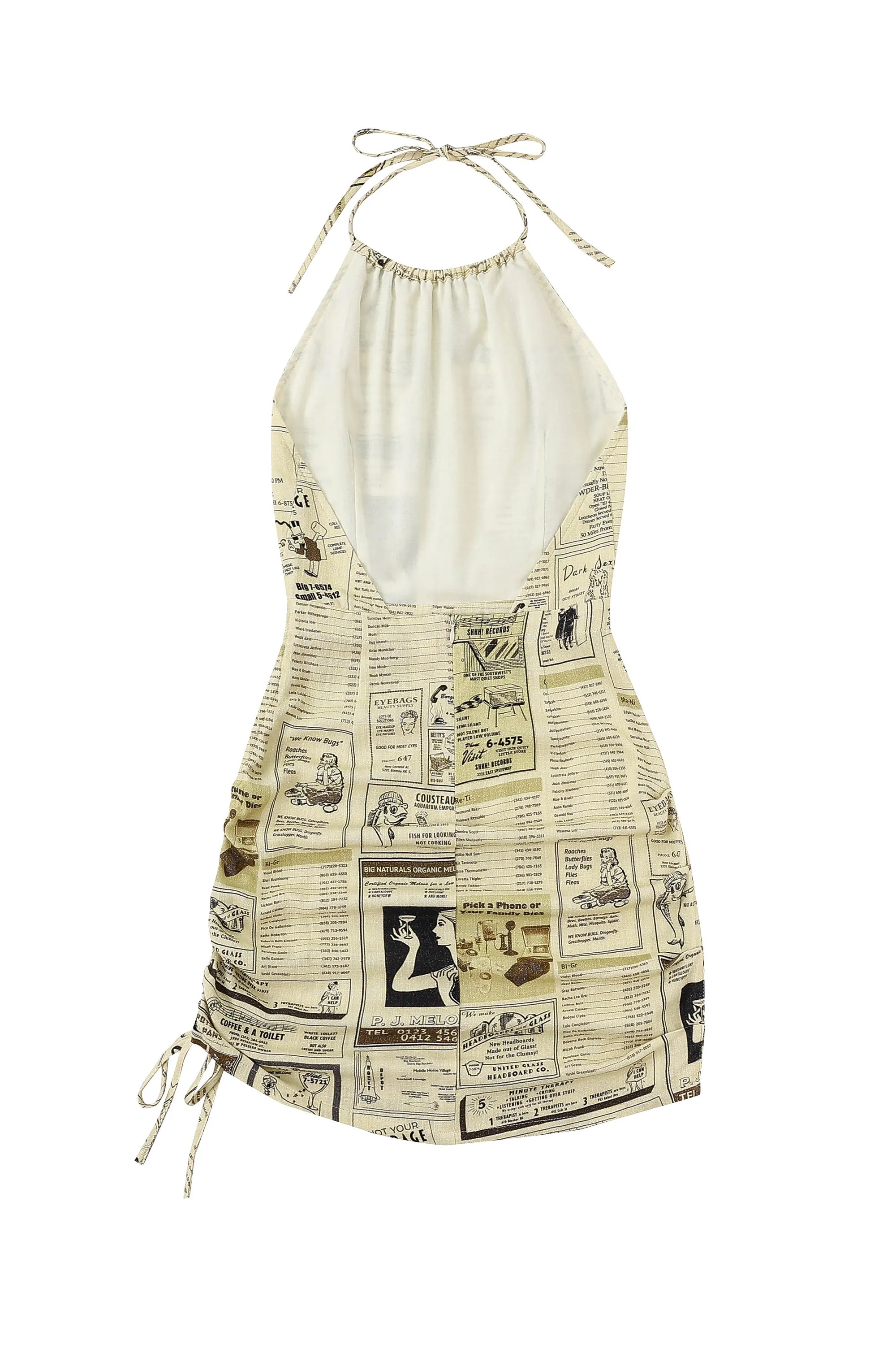 2 left - Cinch Tie Halter Dress Soft Linen Yellow Pages sold by Fashion Brand Company product image thumbnail 3