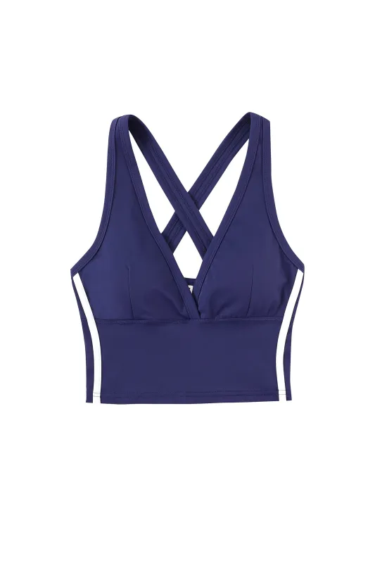 Sporty Spice Yoga/Swim Crossback Top Navy sold by Fashion Brand Company