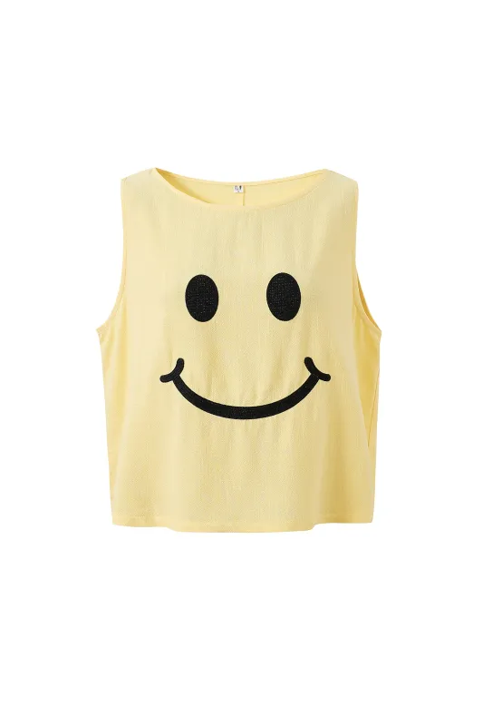 Smiley Face Soft Linen Shift Tank made by Fashion Brand Company