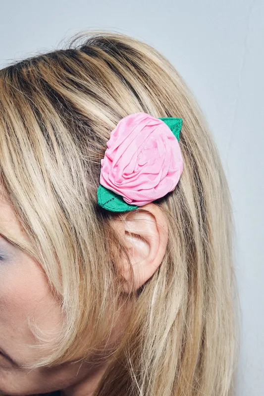Pink Cupro Rosette Hair Clip made by Fashion Brand Company