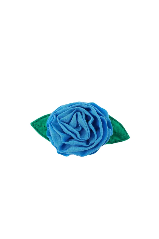 5 left - Blue Cupro Rosette Hair Clip made by Fashion Brand Company