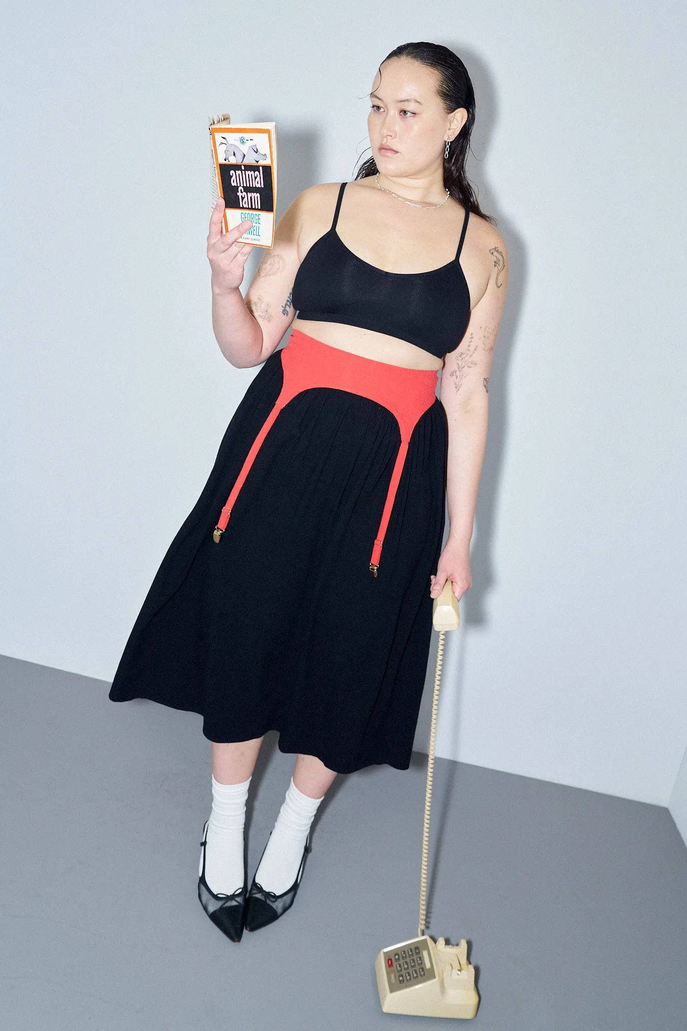 Garter Red/Black Linen Skirt sold by Fashion Brand Company product image thumbnail 2