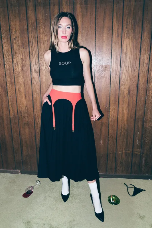 Garter Red/Black Linen Skirt sold by Fashion Brand Company