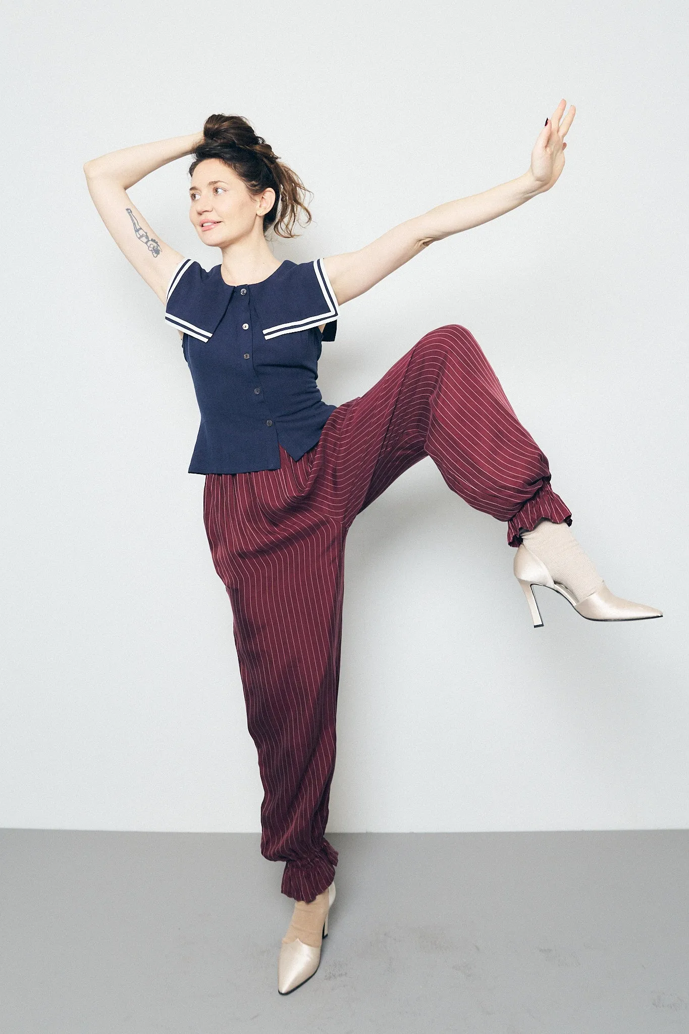 1 left - Long Bloomers Tencel Stripe Maroon sold by Fashion Brand Company product image thumbnail 2