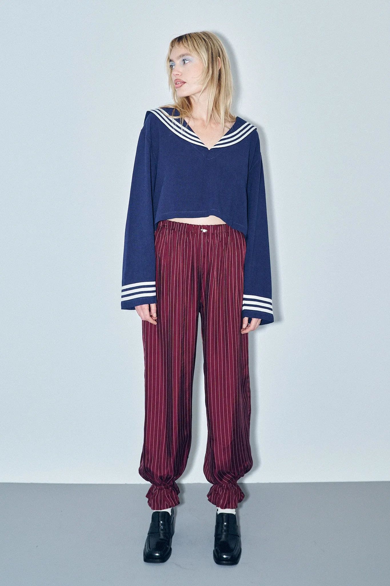 1 left - Long Bloomers Tencel Stripe Maroon sold by Fashion Brand Company product image thumbnail 4