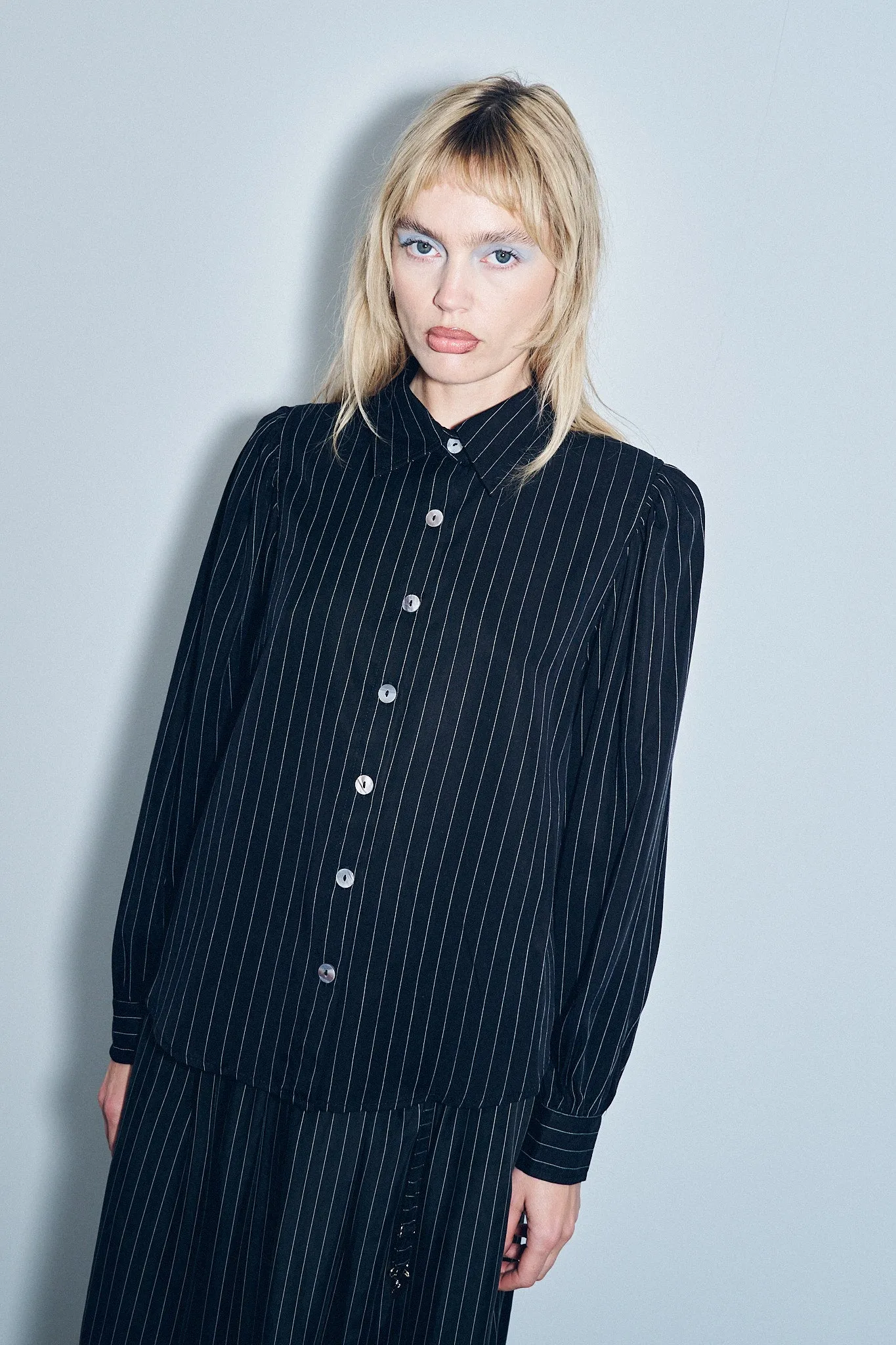 Boss Blouse Tencel Stripe Black sold by Fashion Brand Company