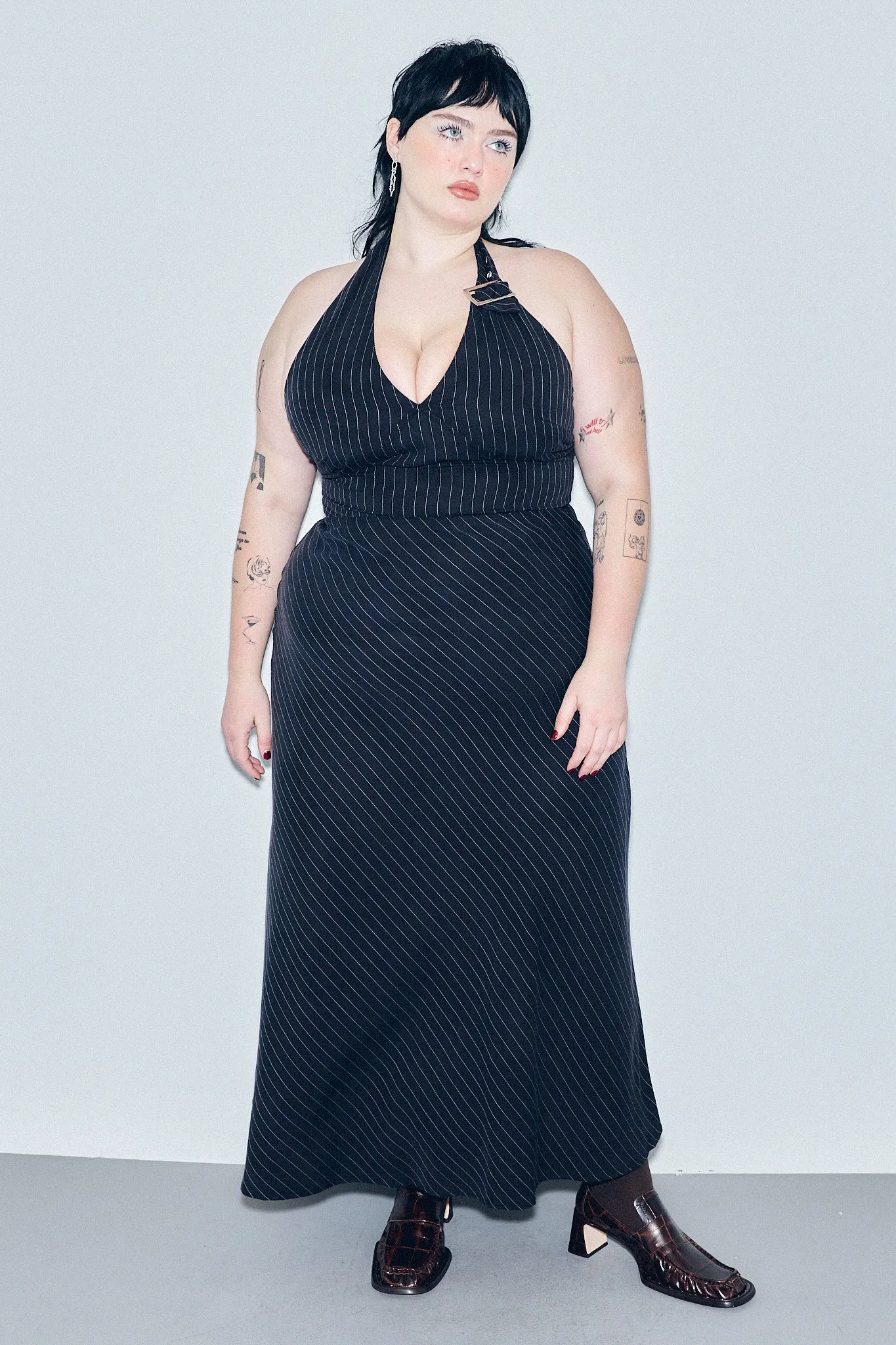 Buckle Halter Top Tencel Stripe Black sold by Fashion Brand Company product image thumbnail 3