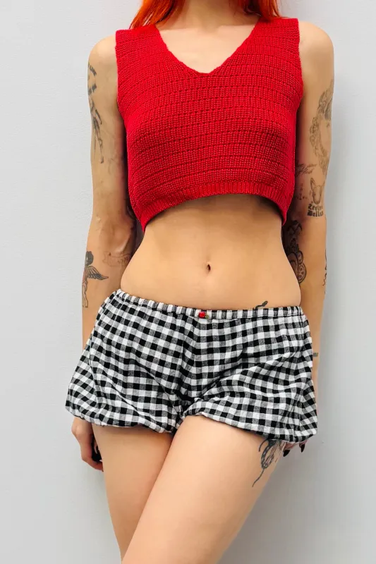 SAMPLE #566 - S Red Cropped Sweater Vest sold by Fashion Brand Company