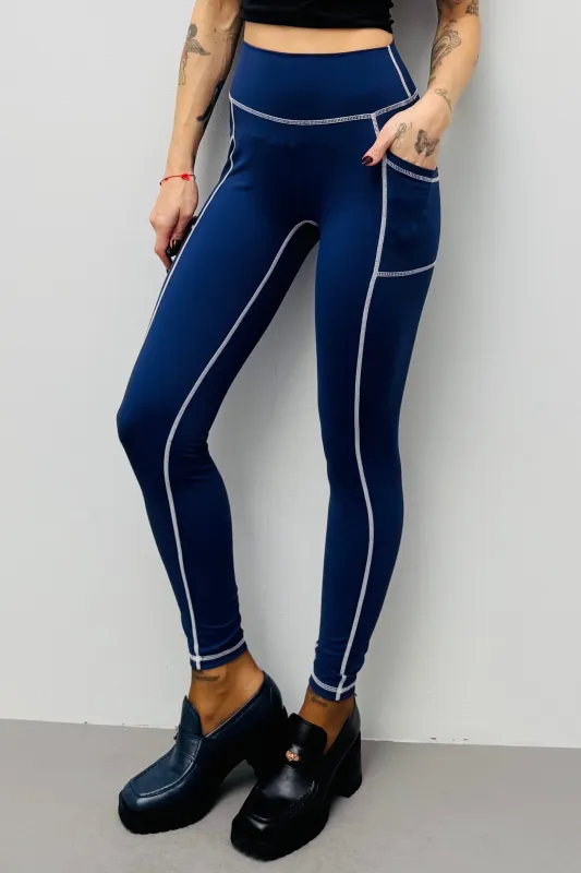SAMPLE #573 - S Navy Seam Leggings sold by Fashion Brand Company