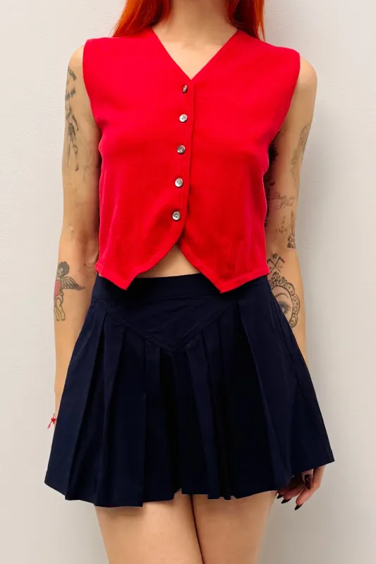 SAMPLE #564 - S Red Button Sweater Vest made by Fashion Brand Company