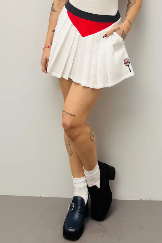 SAMPLE #568 - S White Red Navy Tennis Mini Skort sold by Fashion Brand Company