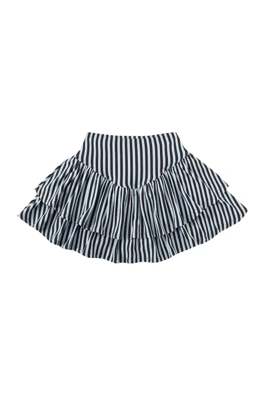 Ruffled Mini Skort Blue Stripe sold by Fashion Brand Company