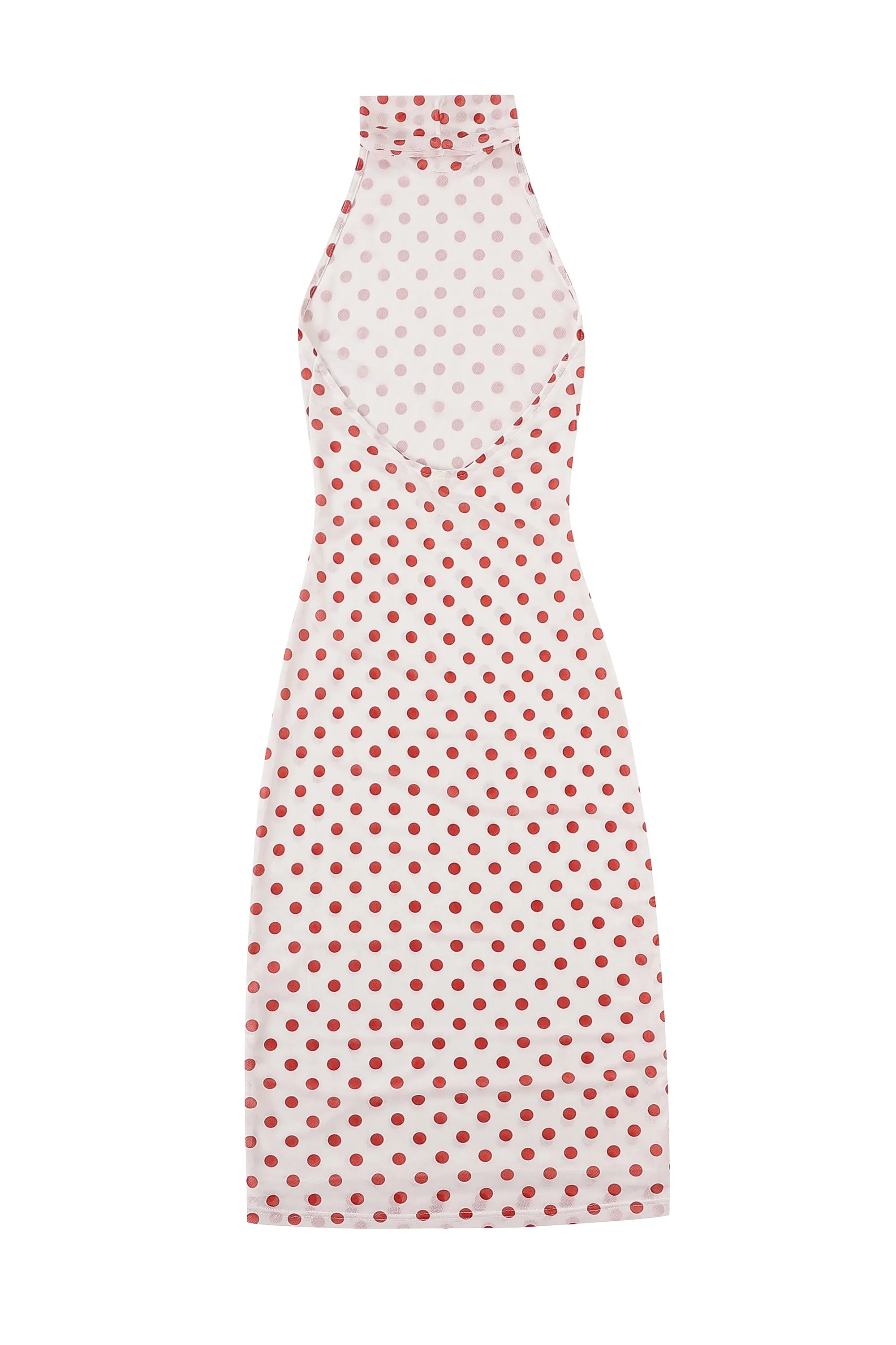 Halter Mesh Dress and Thong Set Red Polka Dot sold by Fashion Brand Company product image thumbnail 3