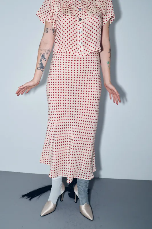 Silk Skirt Red Polka Dot made by Fashion Brand Company