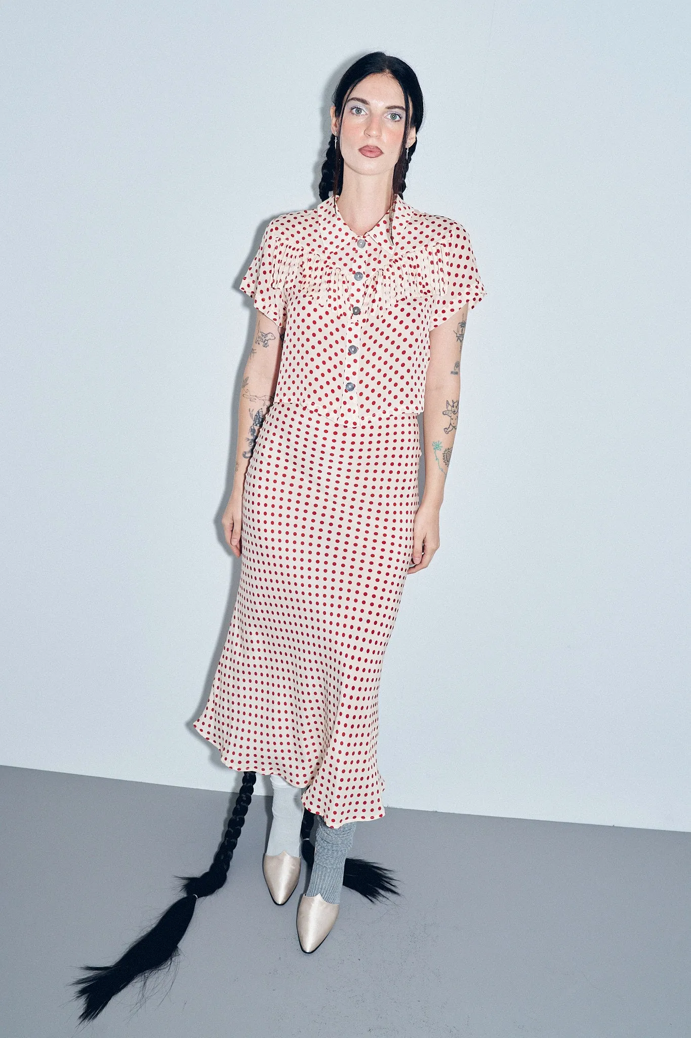 Silk Skirt Red Polka Dot sold by Fashion Brand Company product image thumbnail 4