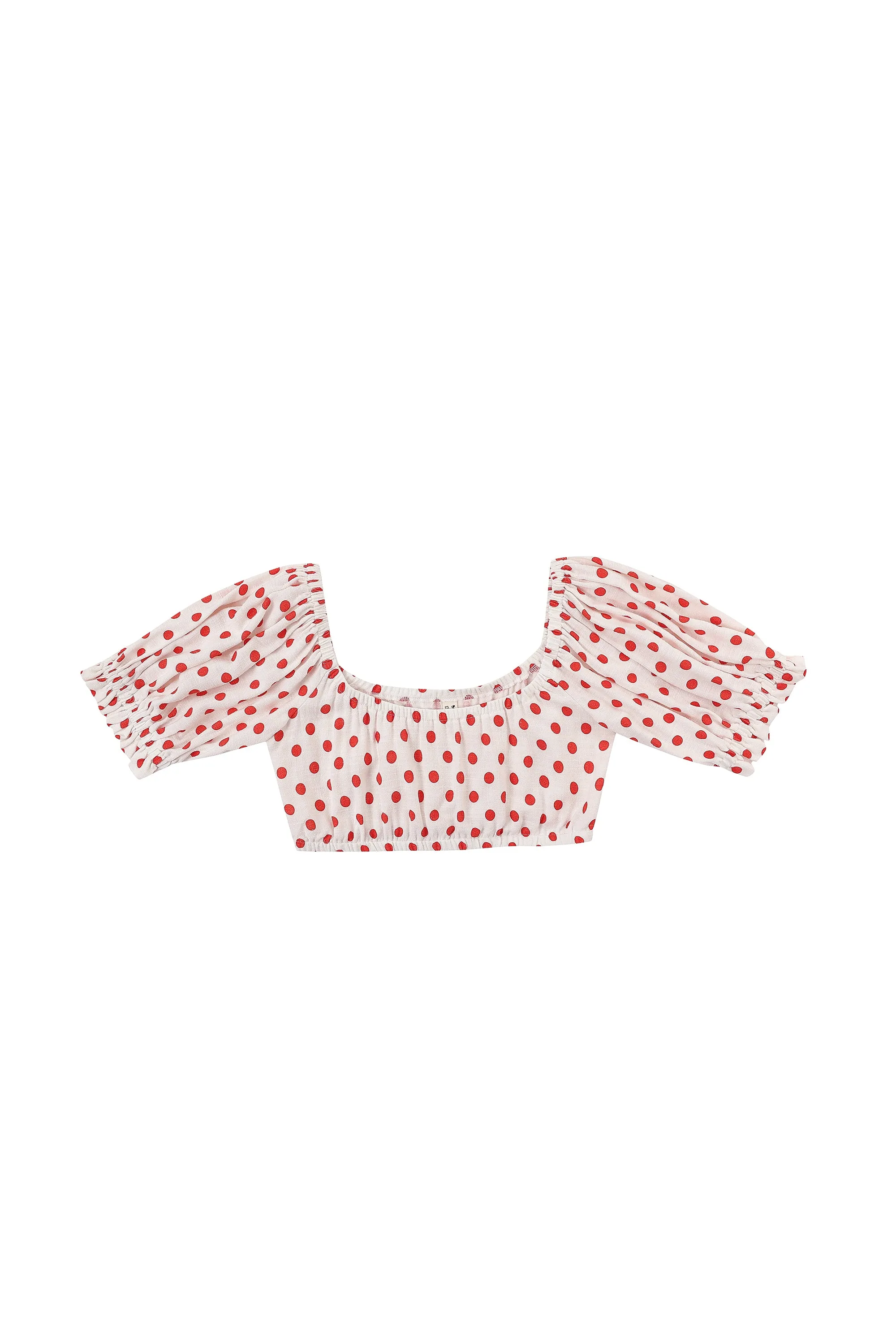 Wench Crop Top Soft Linen Red Polka Dot sold by Fashion Brand Company product image thumbnail 3
