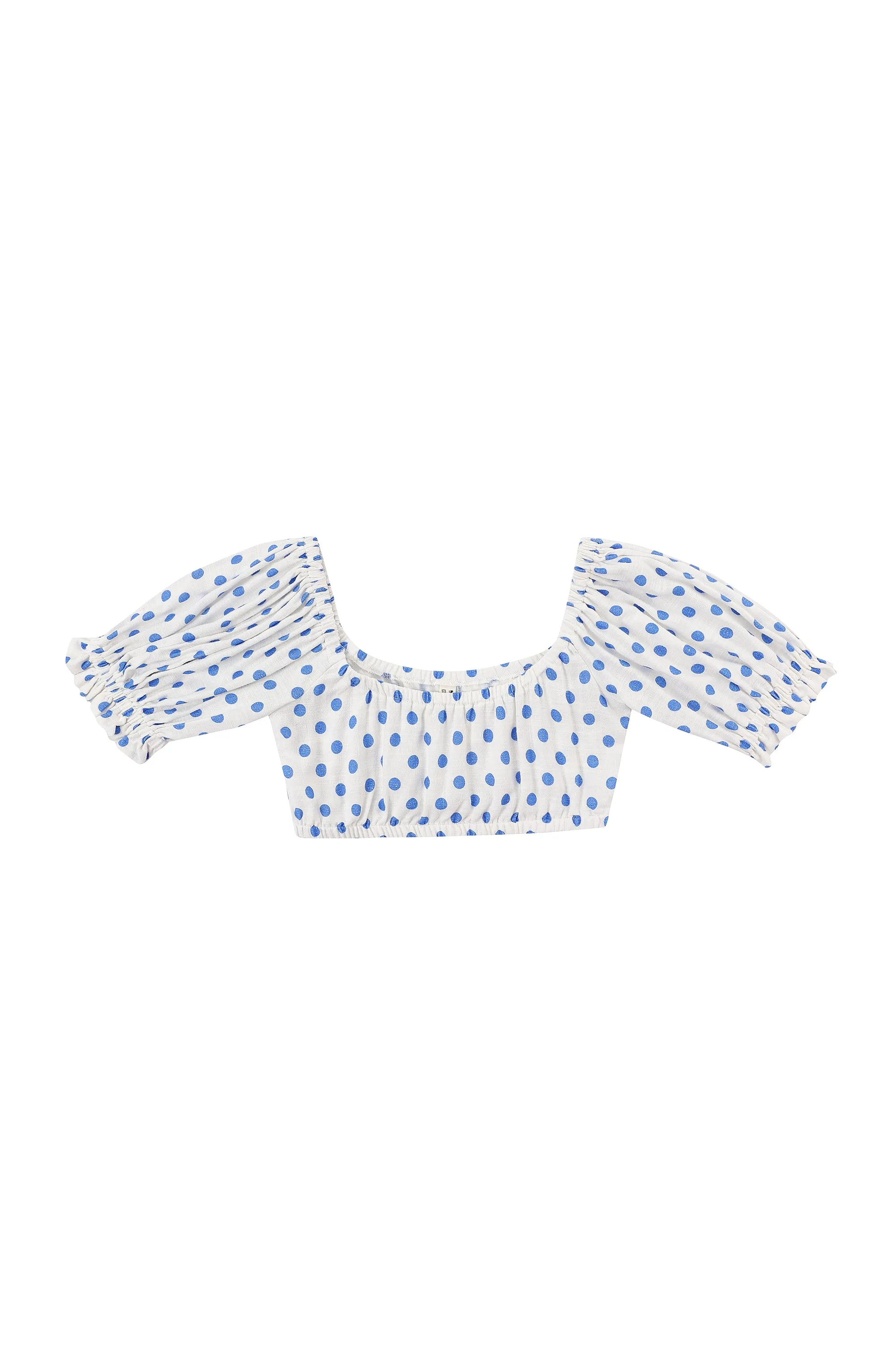 Wench Crop Top Soft Linen Blue Polka Dot sold by Fashion Brand Company