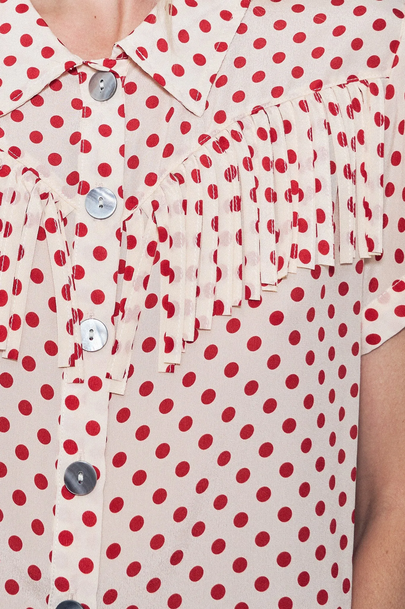 Silk Fringe Blouse Red Polka Dot sold by Fashion Brand Company product image thumbnail 2