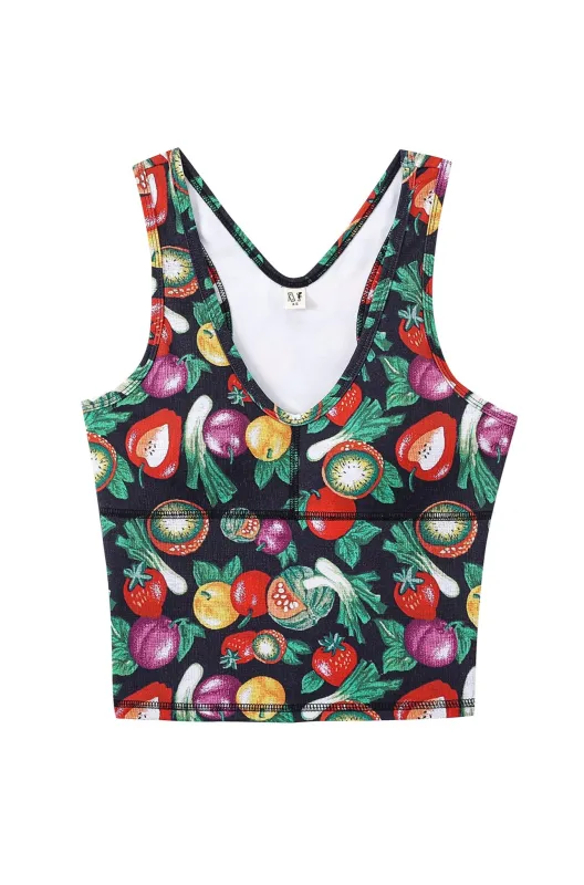 2 left - V Neck Racerback Yoga Top Vegetable Medley sold by Fashion Brand Company