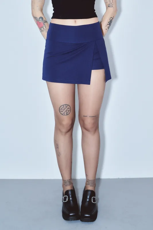 Scrap Skort -  Navy Cotton Blend XS sold by Fashion Brand Company