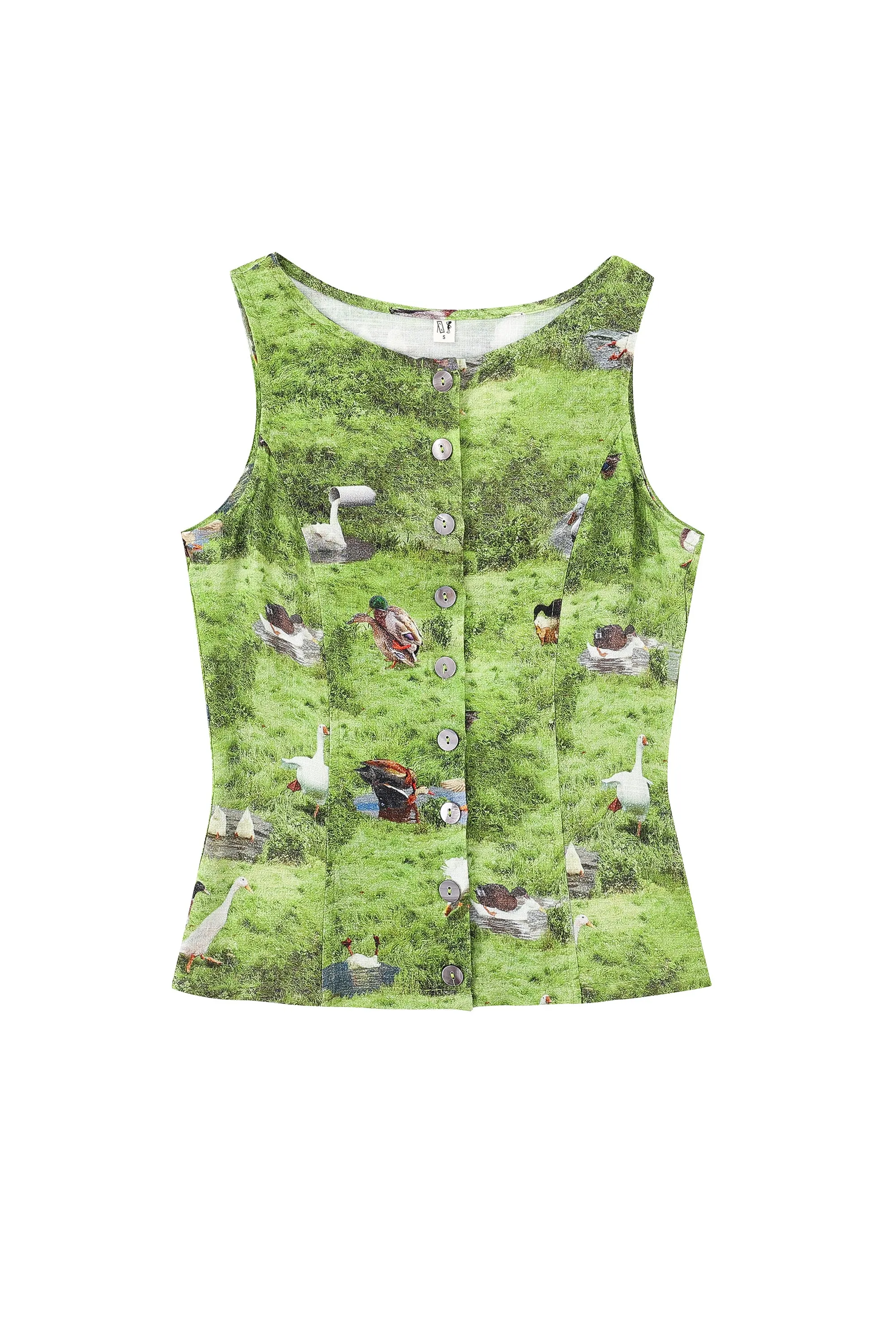 1 left - Soft Linen Button Down Tank Ducks sold by Fashion Brand Company product image thumbnail 2