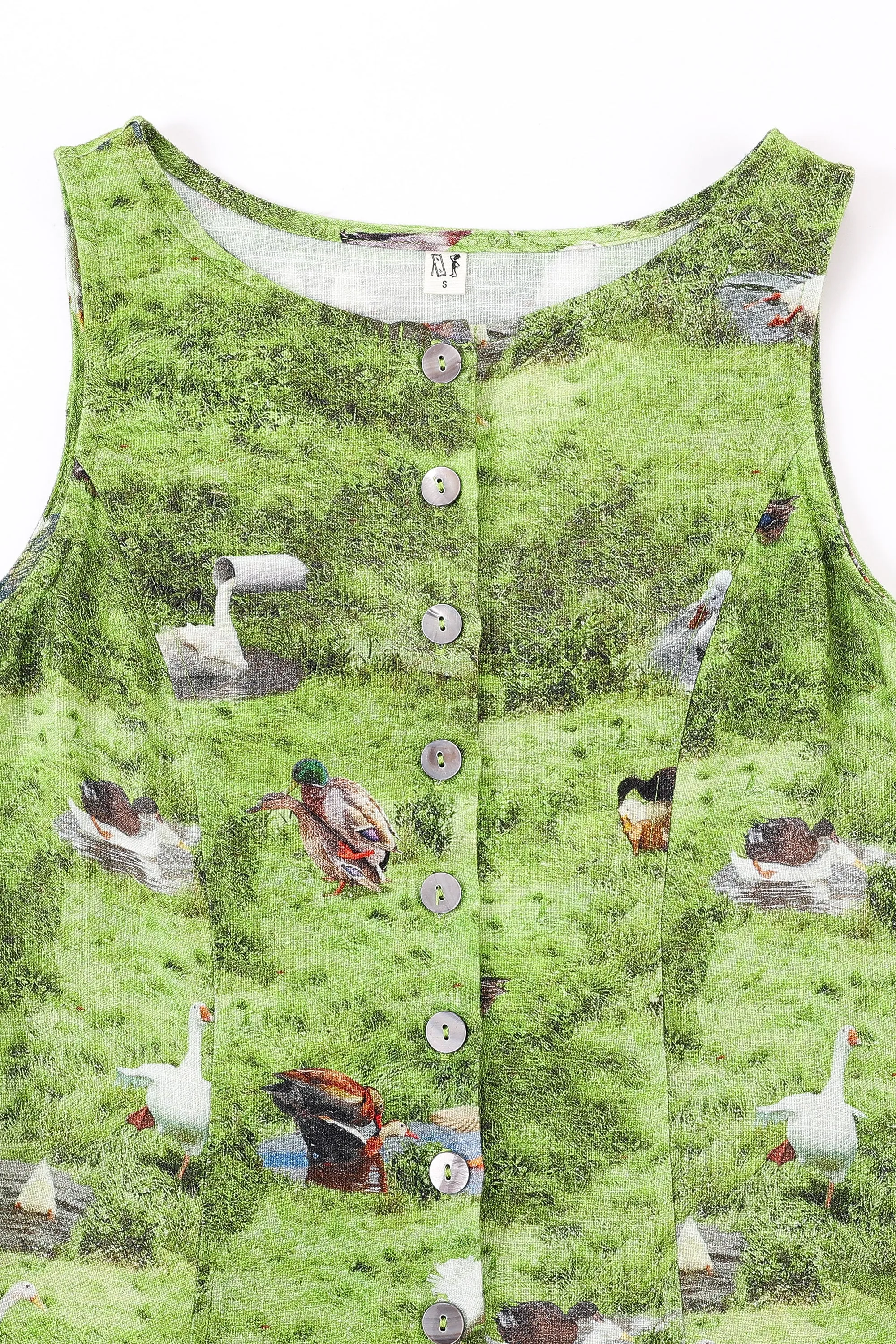 1 left - Soft Linen Button Down Tank Ducks sold by Fashion Brand Company product image thumbnail 4