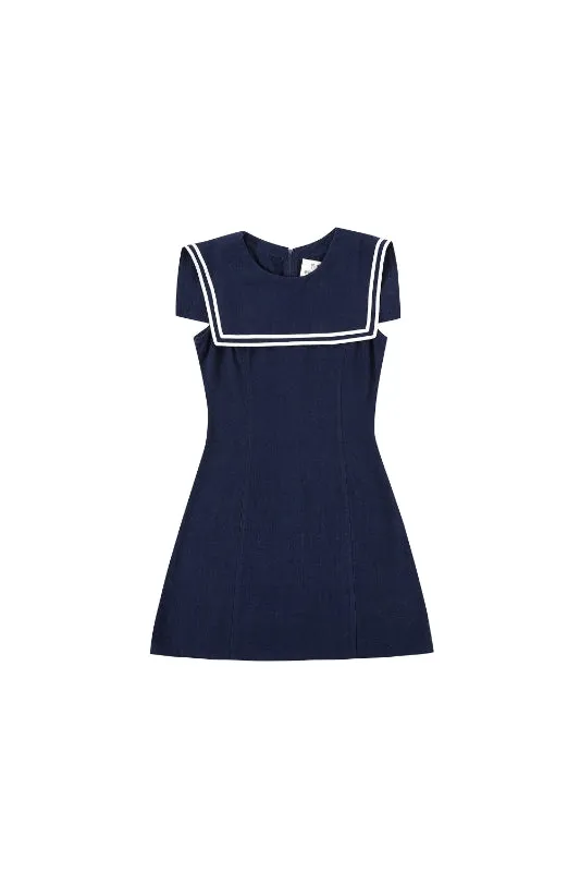 1 left- MISTAKE Sailor Dress Soft Linen Navy Micro Mini sold by Fashion Brand Company product image thumbnail 3