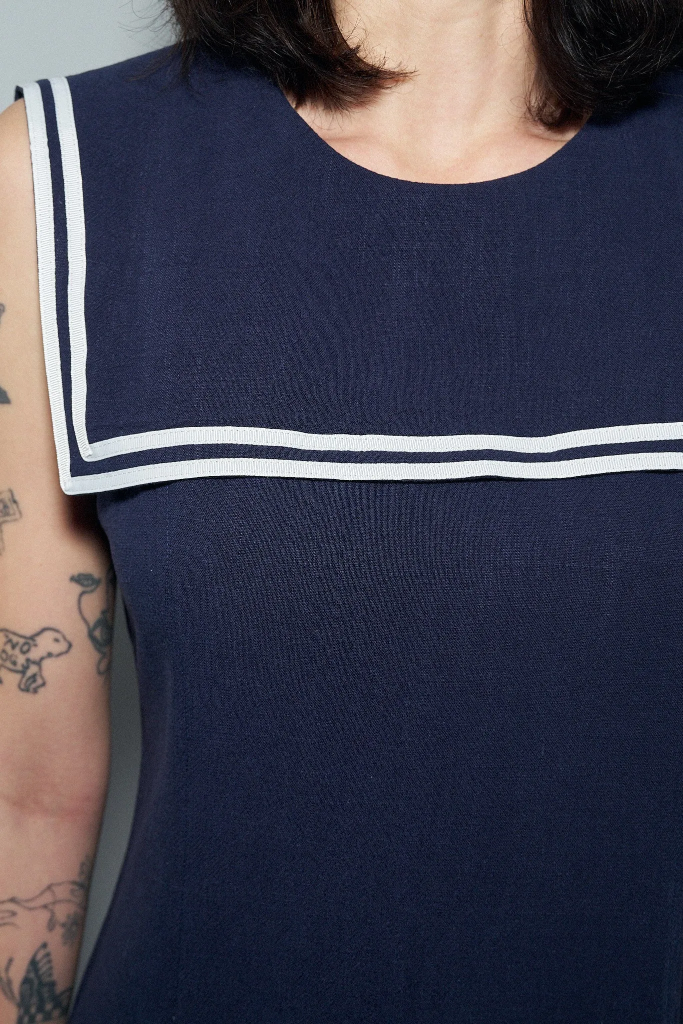 1 left- MISTAKE Sailor Dress Soft Linen Navy Micro Mini sold by Fashion Brand Company product image thumbnail 4