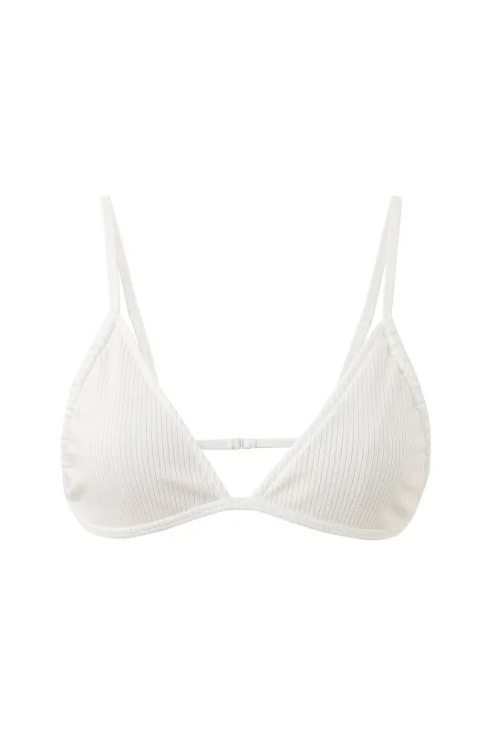Tencel Rib Triangle Bralette White sold by Fashion Brand Company