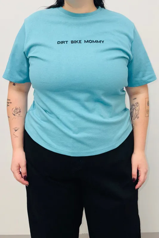 SAMPLE #556 - L Teal Dirt Bike Mommy Tee made by Fashion Brand Company