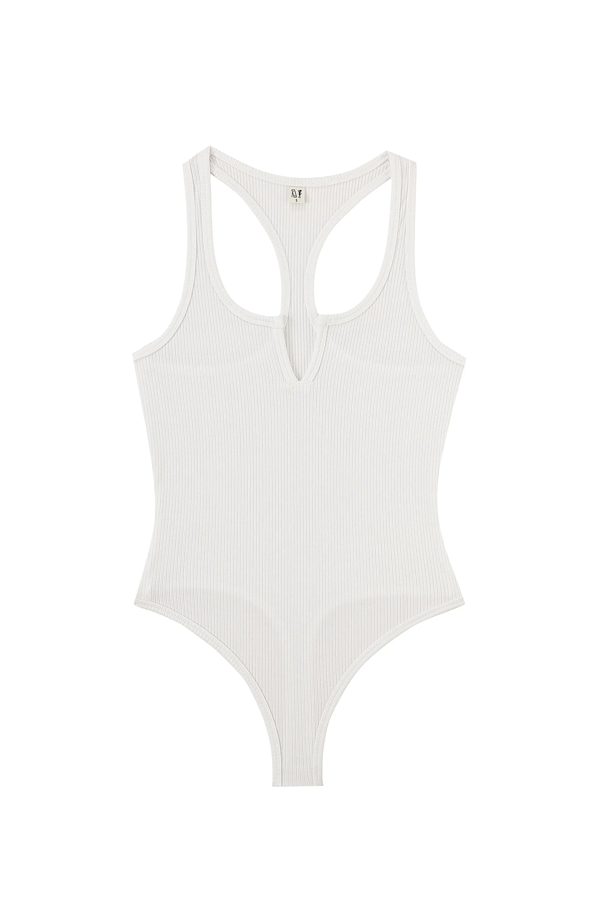 Split Racerback Tencel Rib Leotard White sold by Fashion Brand Company