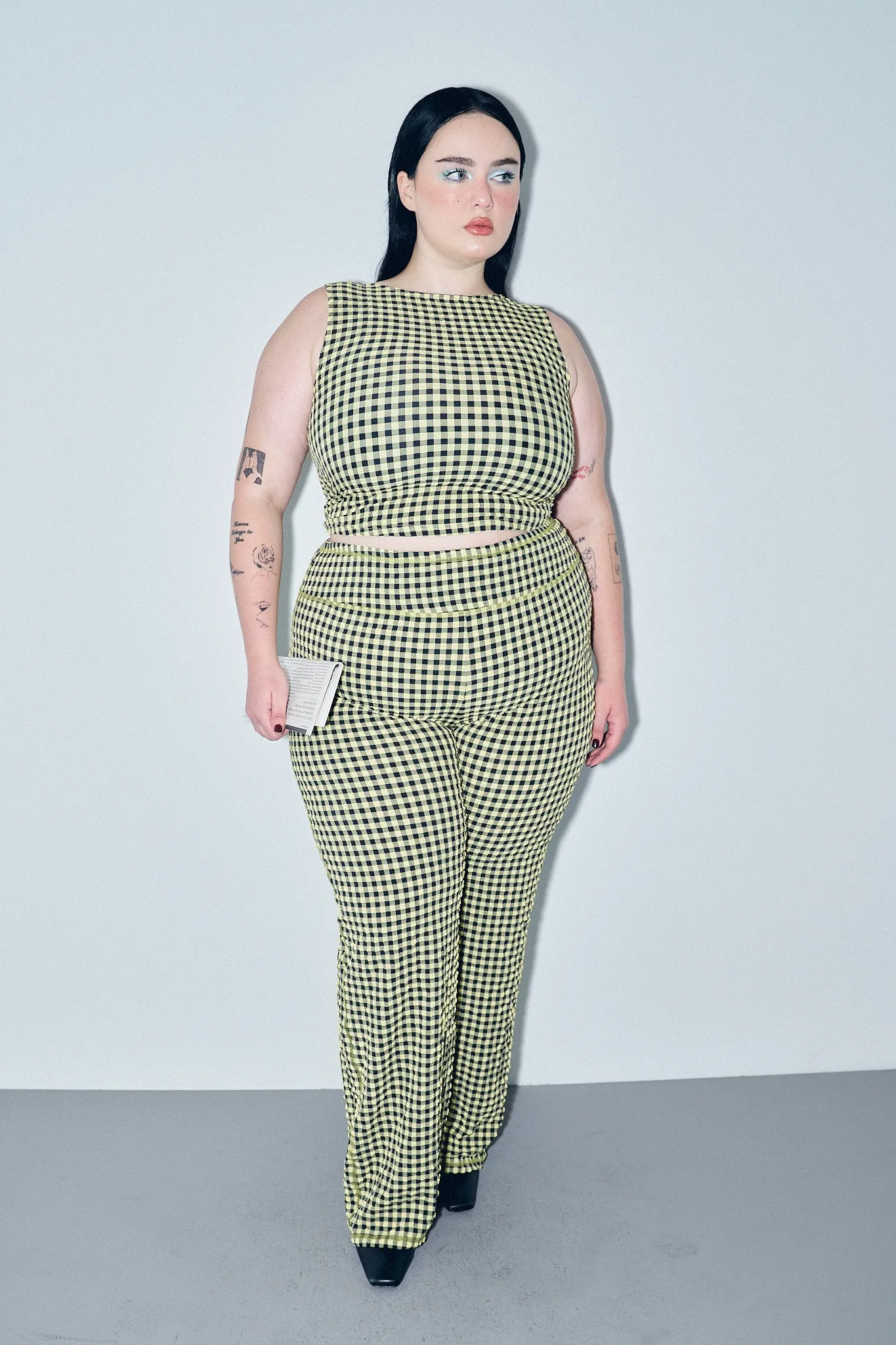 1 left - Stretch Pants Yellow Gingham sold by Fashion Brand Company product image thumbnail 5