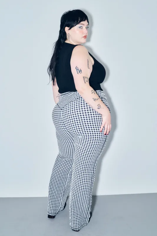 1 left - Stretch Pants Black Gingham made by Fashion Brand Company