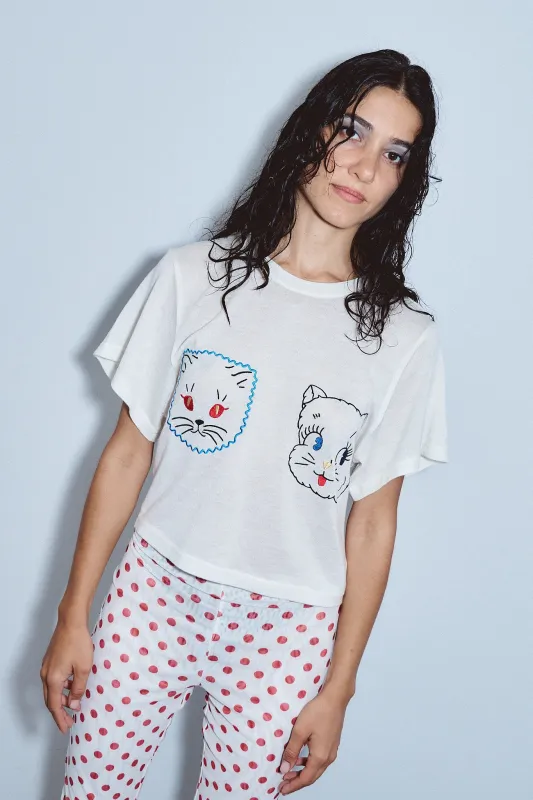 Cat Boobs Embroidered Tommy Tee sold by Fashion Brand Company