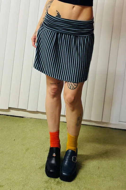 SAMPLE #612 - S Stripe Wool Foldover mini Skirt made by Fashion Brand Company