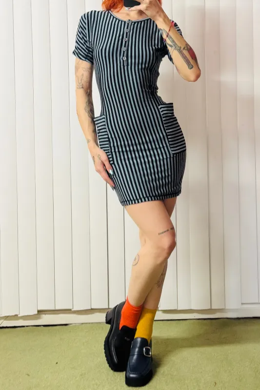 SAMPLE #613 - S Stripe Wool Midi Dress made by Fashion Brand Company