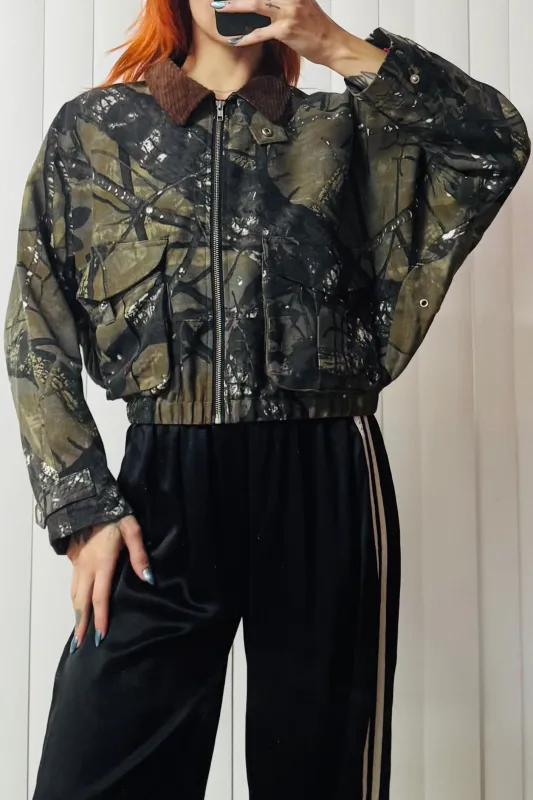 SAMPLE #614 - S Canvas Cropped Camo Jacket made by Fashion Brand Company