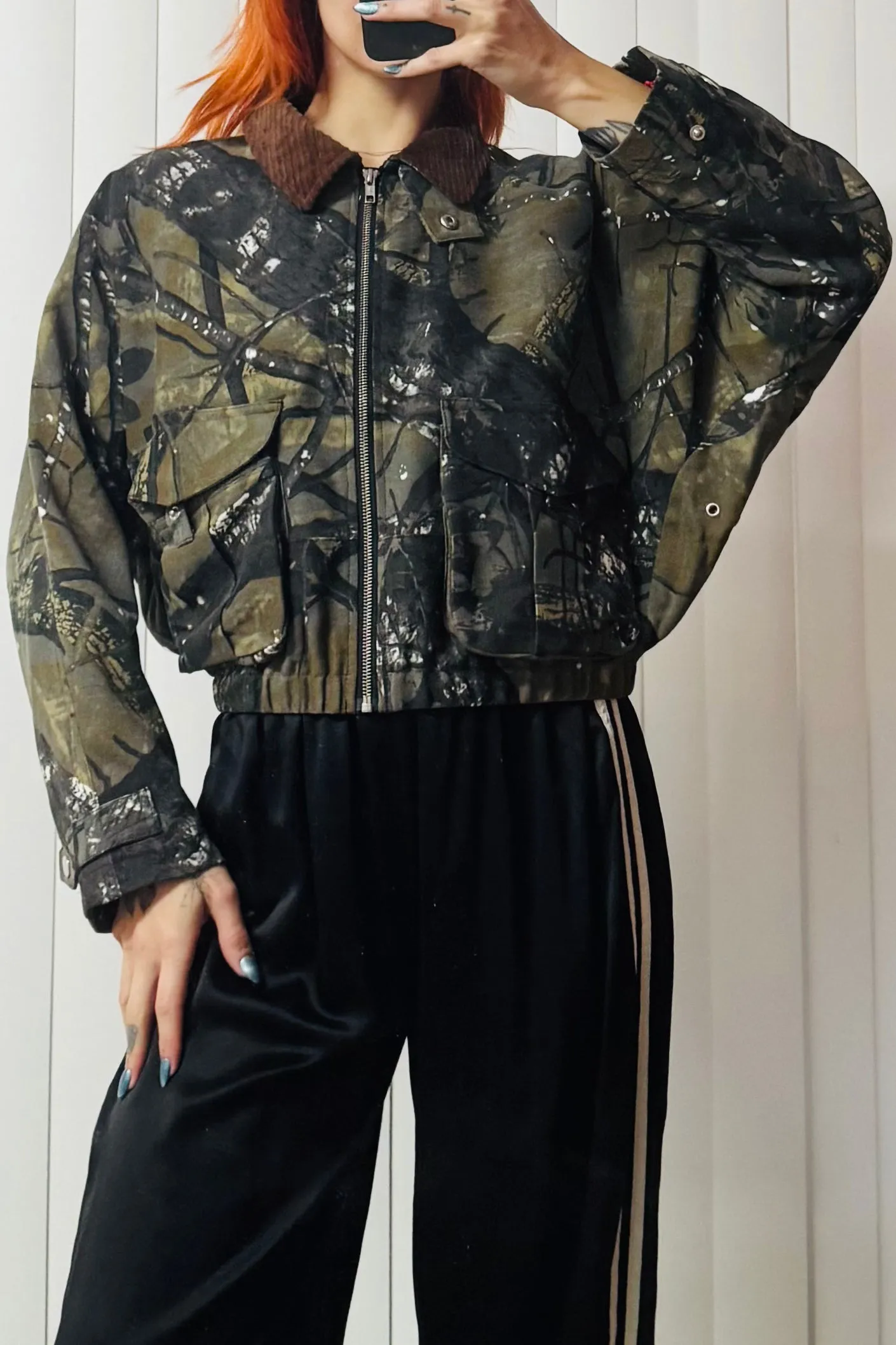 SAMPLE #614 - S Canvas Cropped Camo Jacket sold by Fashion Brand Company