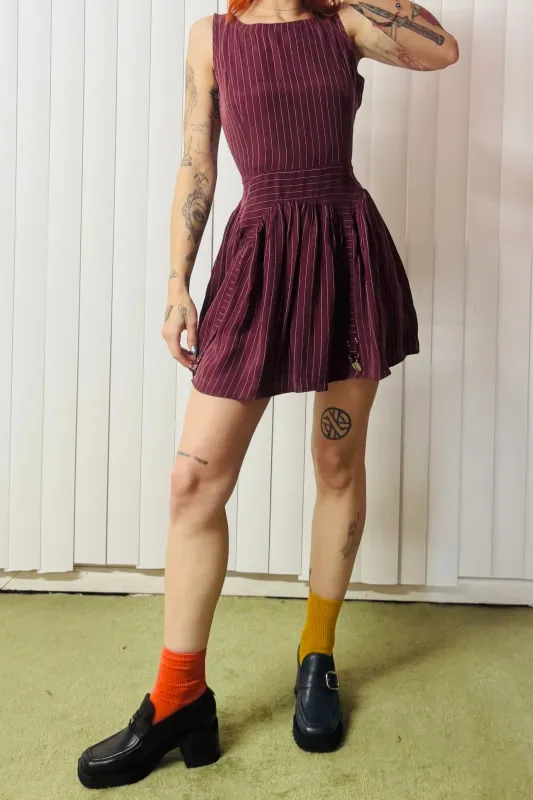 SAMPLE #625 - S Maroon Stripe Tencel Garter Mini Dress sold by Fashion Brand Company